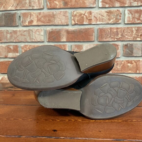 Kork-Ease Natalya Black Leather Comfort Chunky Wedge Ankle Bootie Women's 7 1/2 - Picture 13 of 16